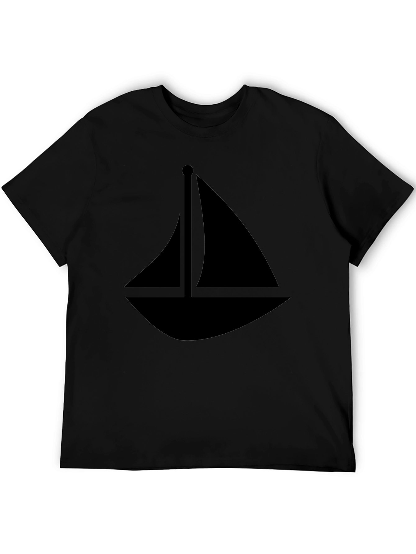 Sailboat Graphic Tee - Black Cotton T-Shirt