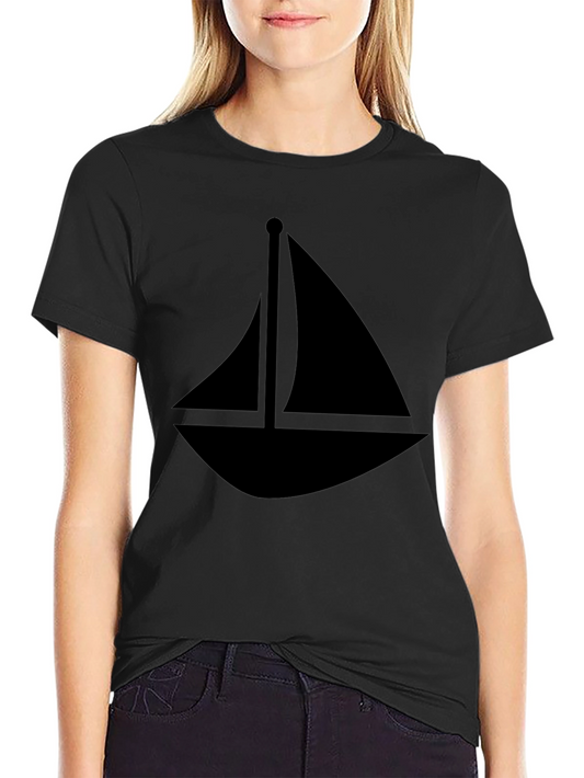 Sailboat Graphic Tee - Black Cotton T-Shirt
