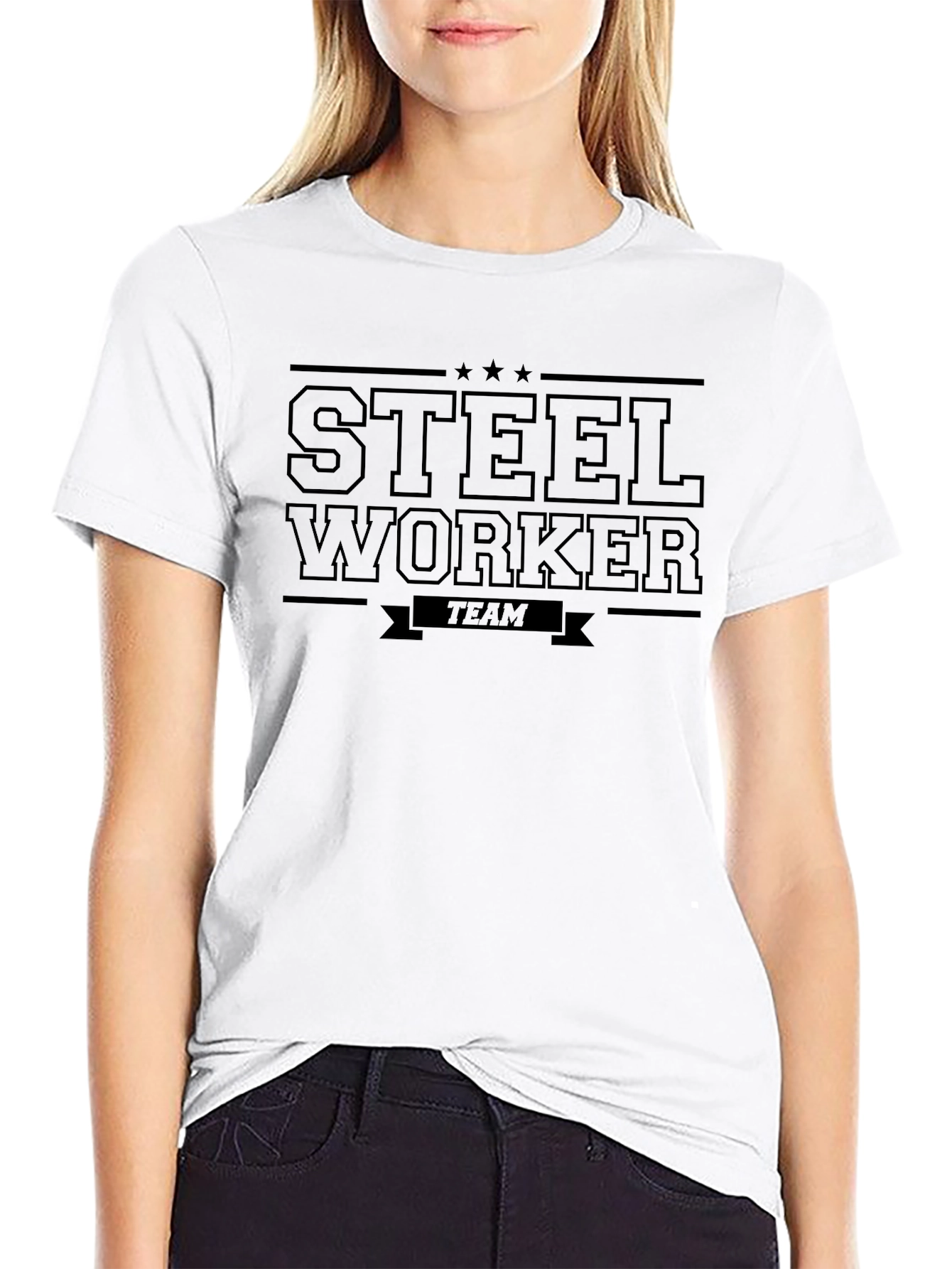 Steel Worker Team T-Shirt - Classic Black Design