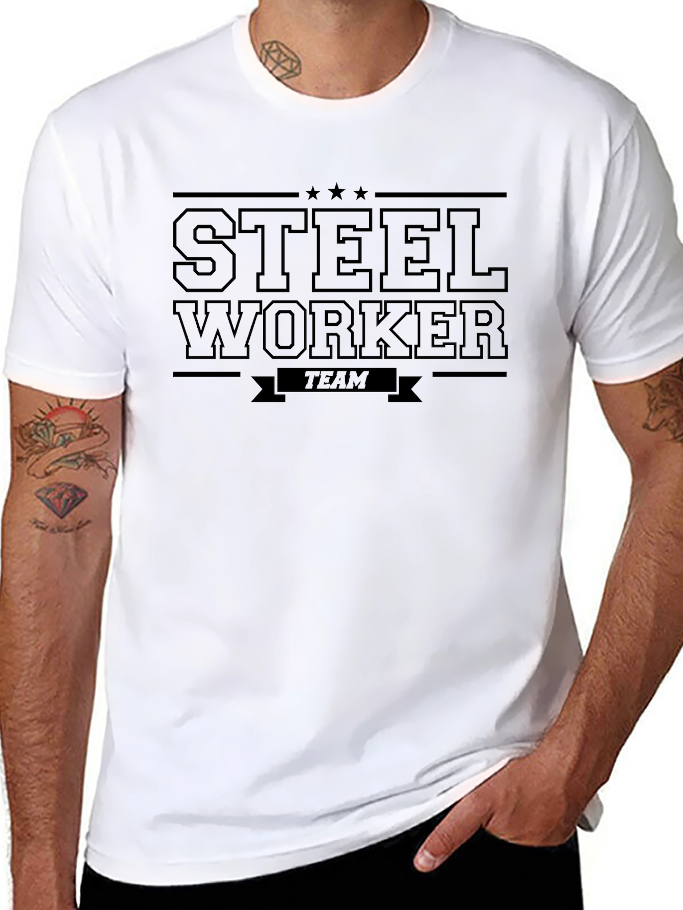 Steel Worker Team T-Shirt - Classic Black Design