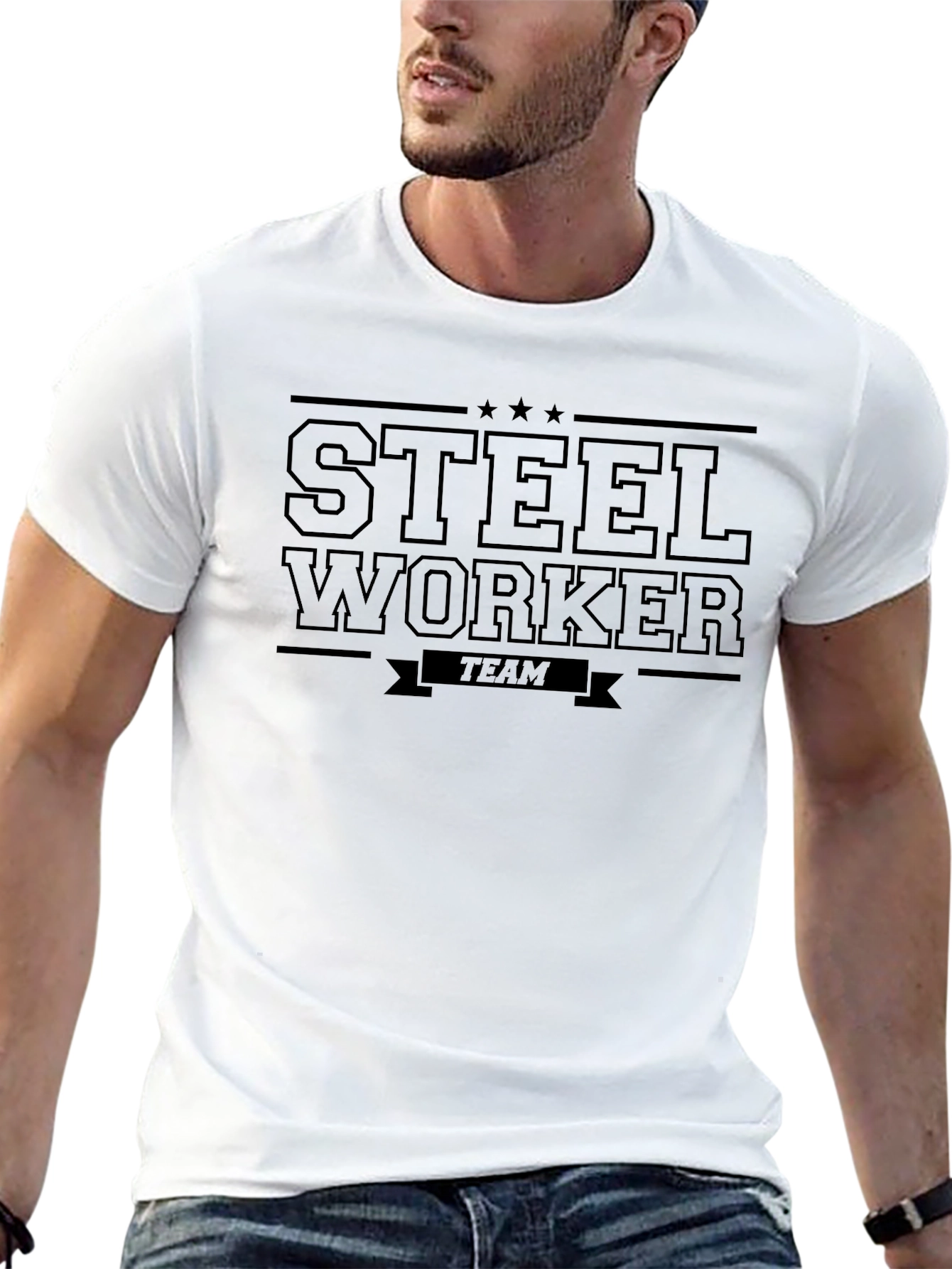 Steel Worker Team T-Shirt - Classic Black Design
