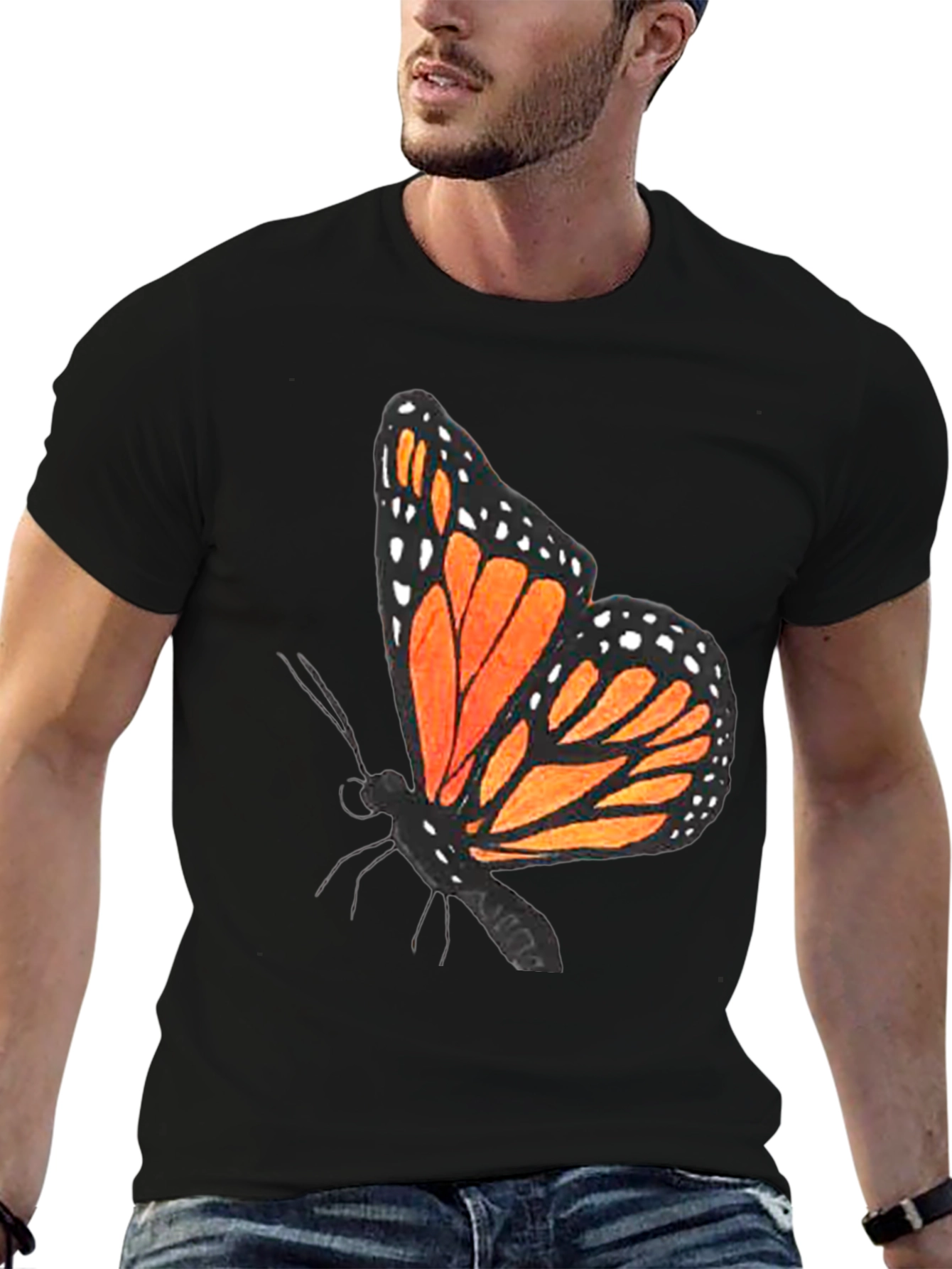 Butterfly Graphic T-Shirt - Black Casual Tee