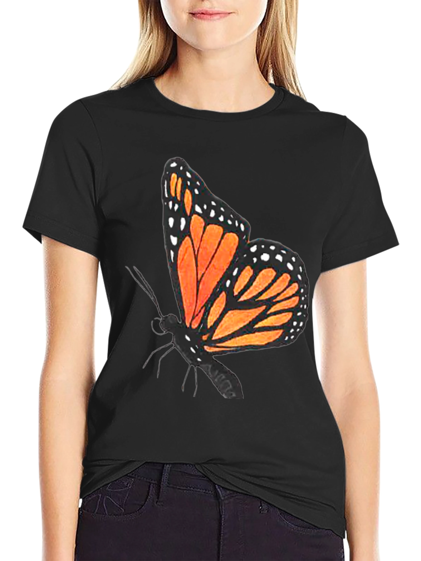 Butterfly Graphic T-Shirt - Black Casual Tee