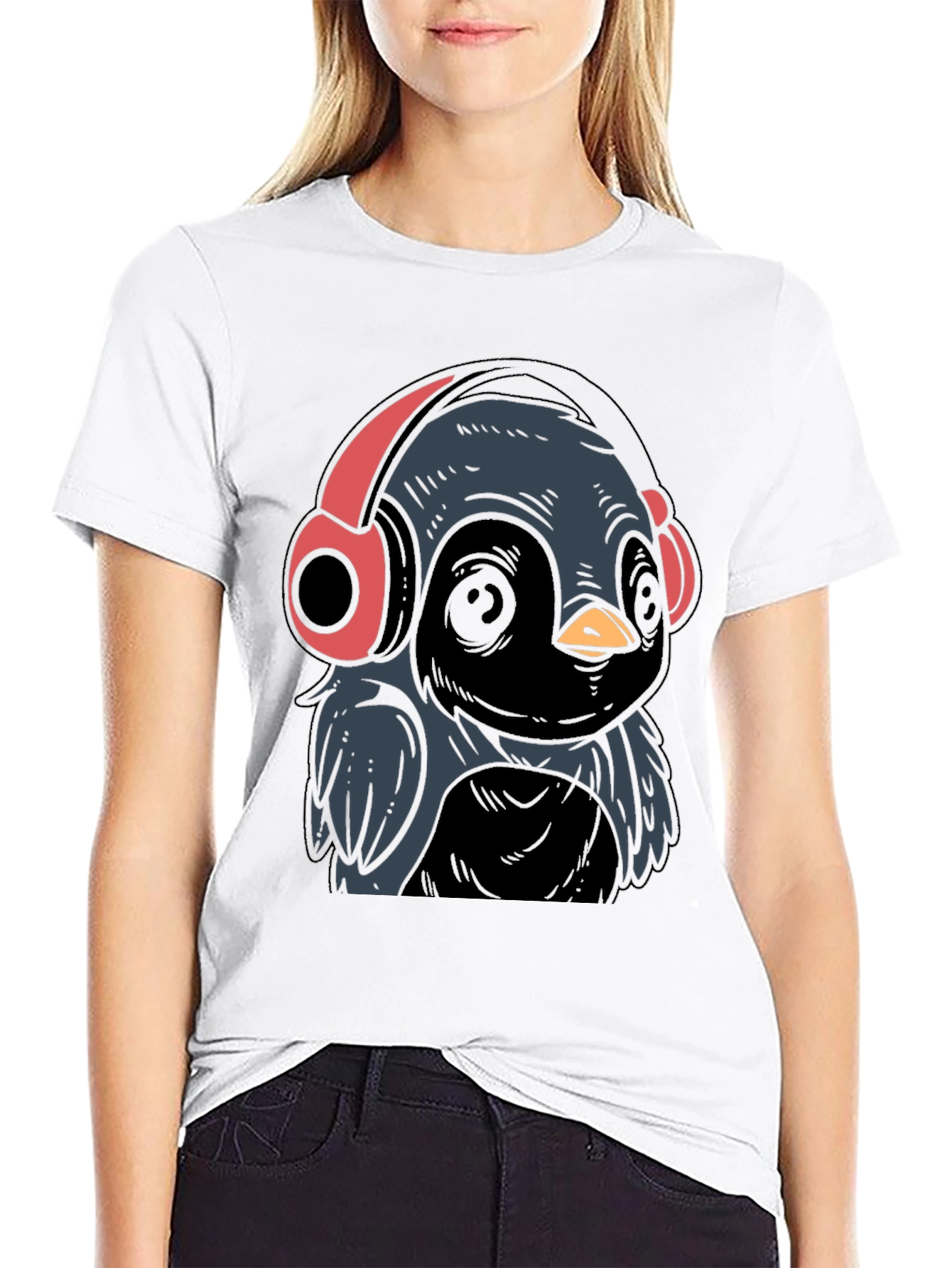 Cool Bird with Headphones Graphic Tee