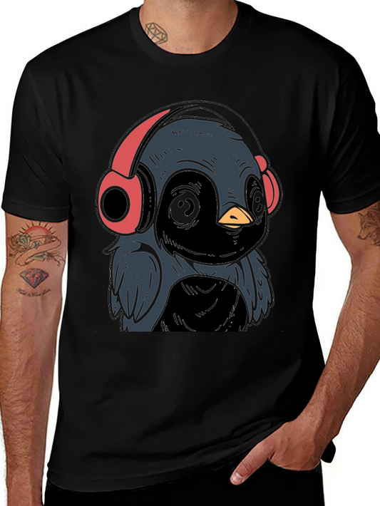 Cool Bird with Headphones Graphic Tee