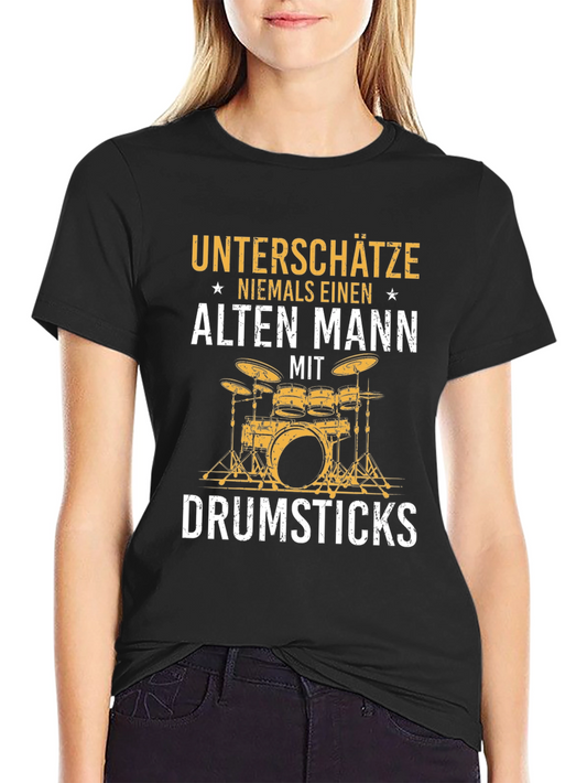 Drummer Dad T-Shirt - Alten Mann Drumsticks