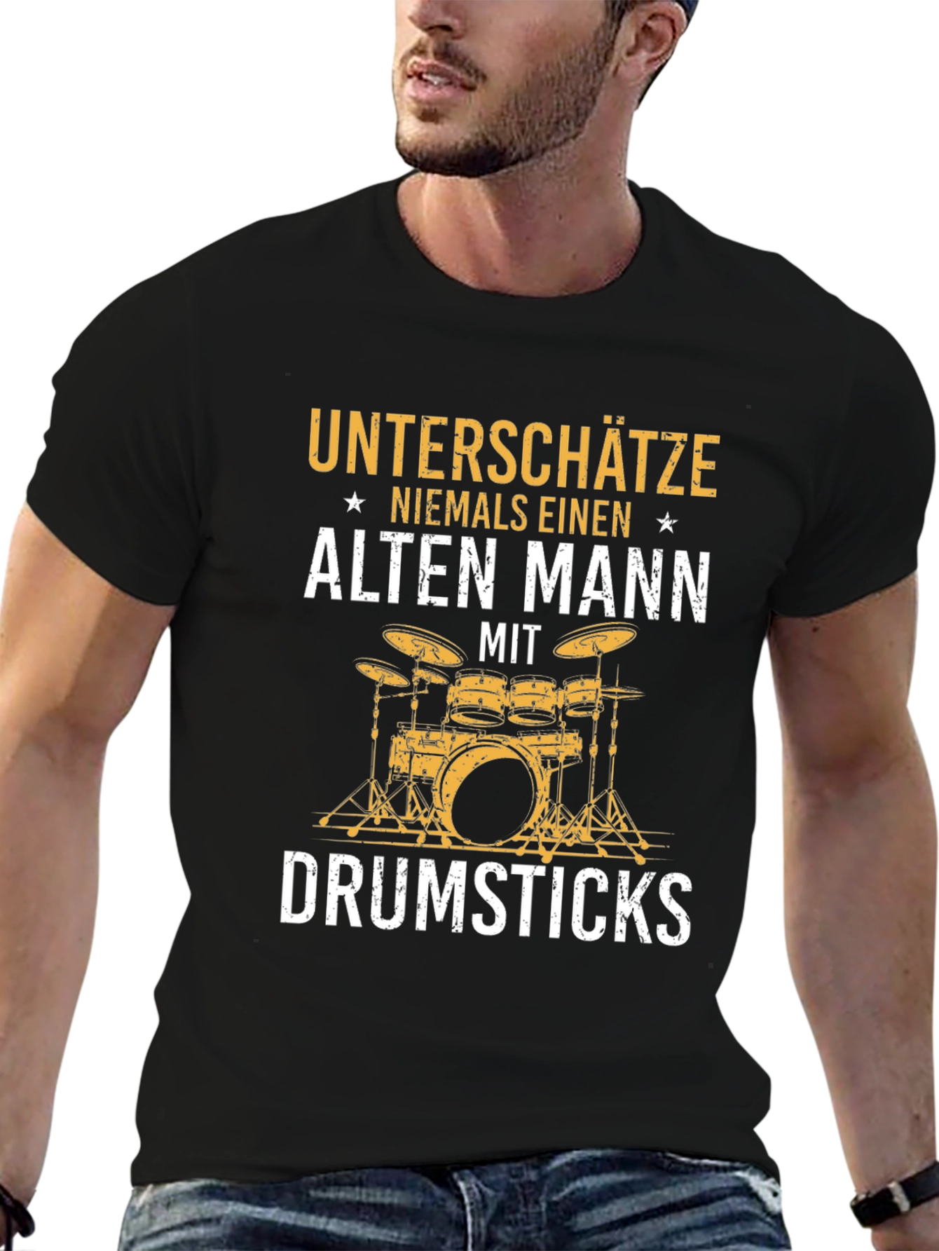 Drummer Dad T-Shirt - Alten Mann Drumsticks