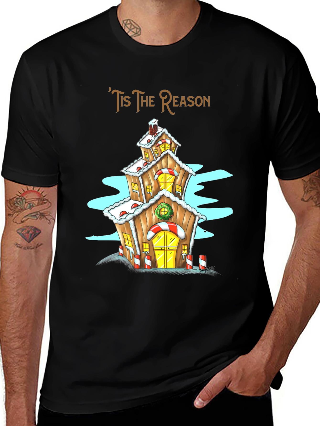 Tis The Reason Christmas Gingerbread House T-Shirt