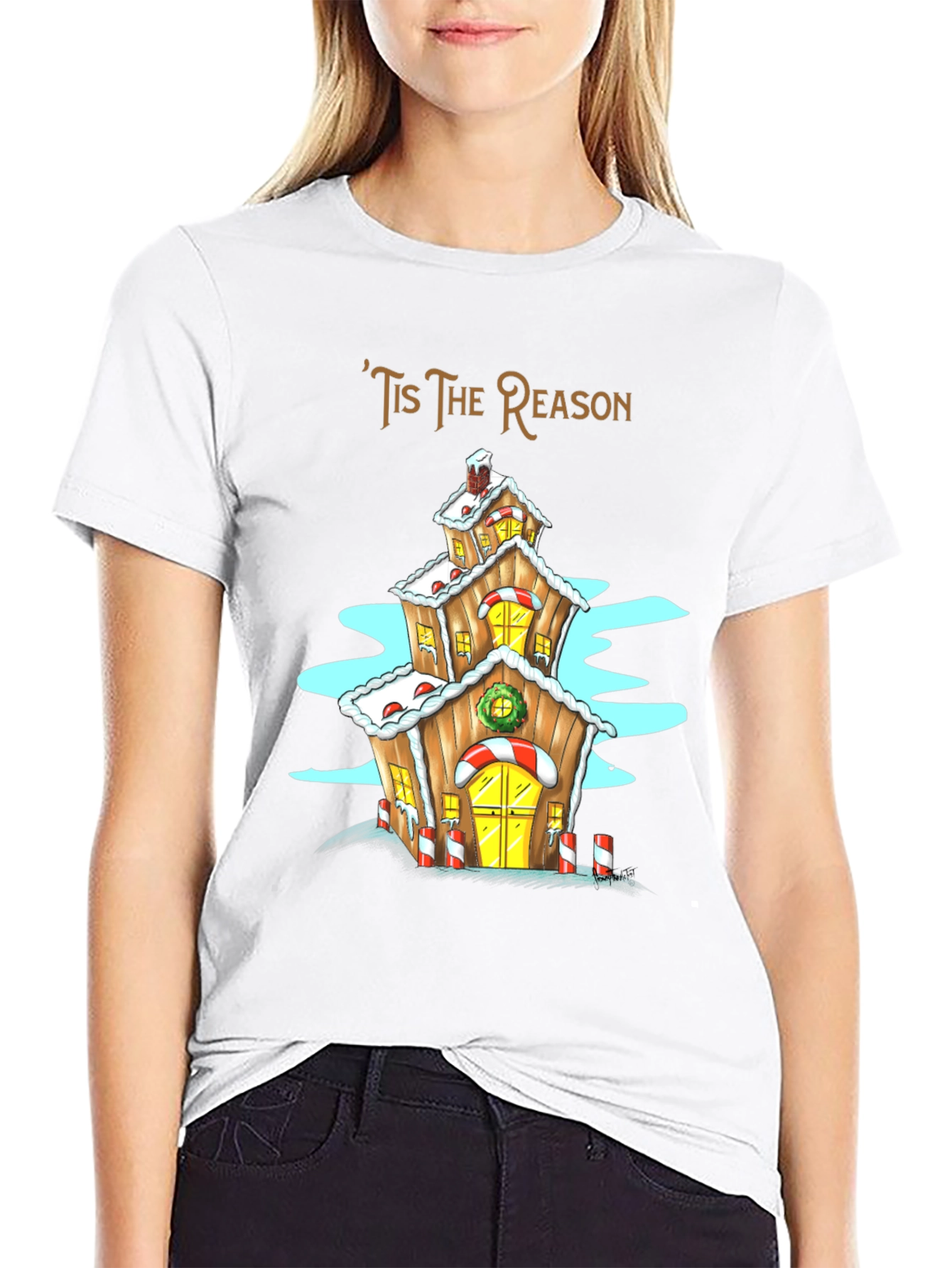 Tis The Reason Christmas Gingerbread House T-Shirt