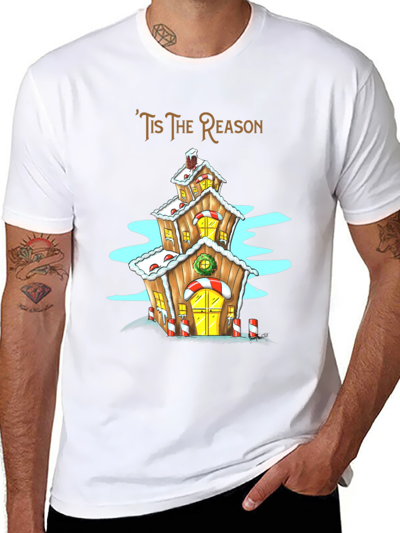 Tis The Reason Christmas Gingerbread House T-Shirt