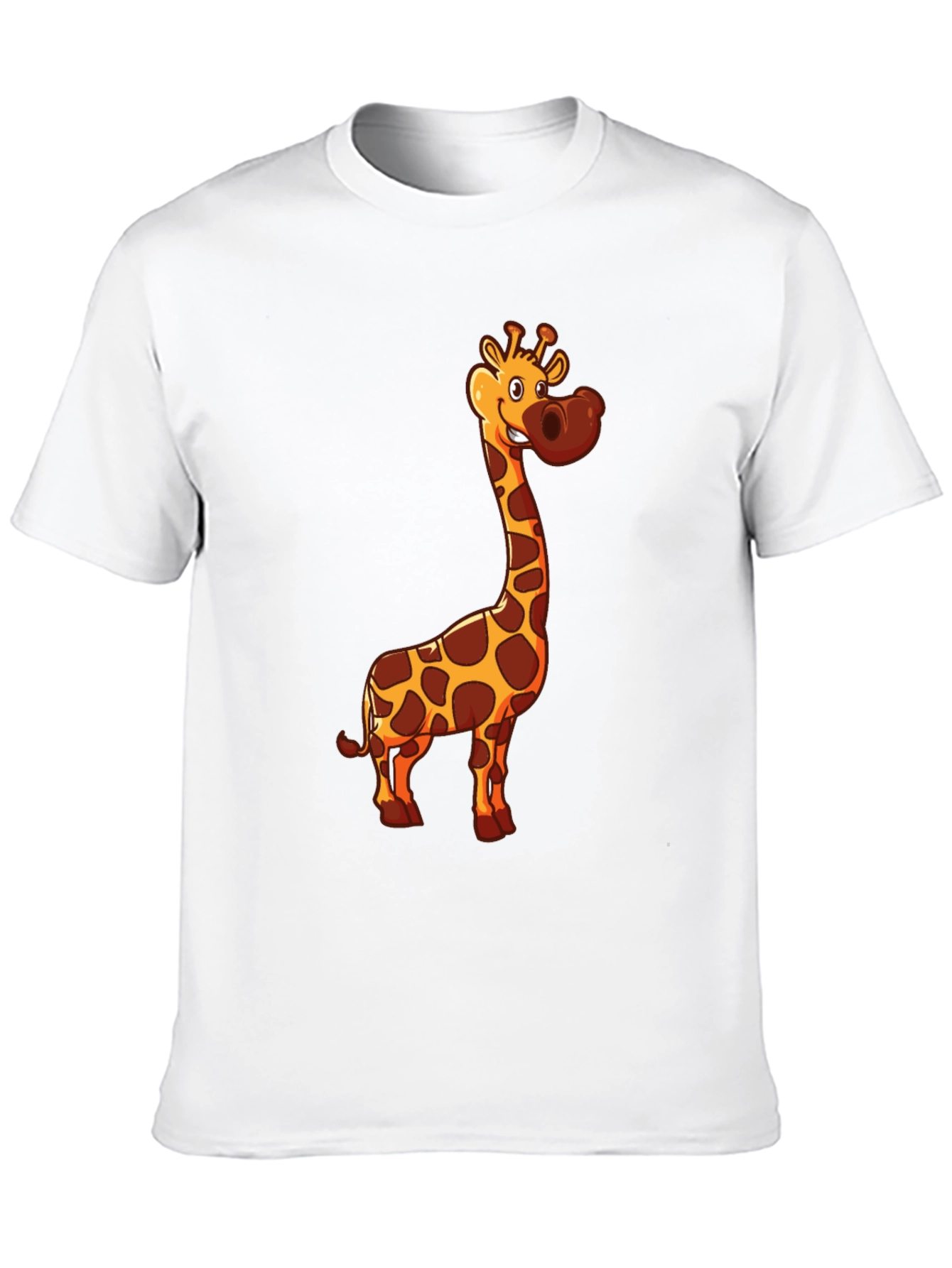 Giraffe Cartoon Print Black T-Shirt