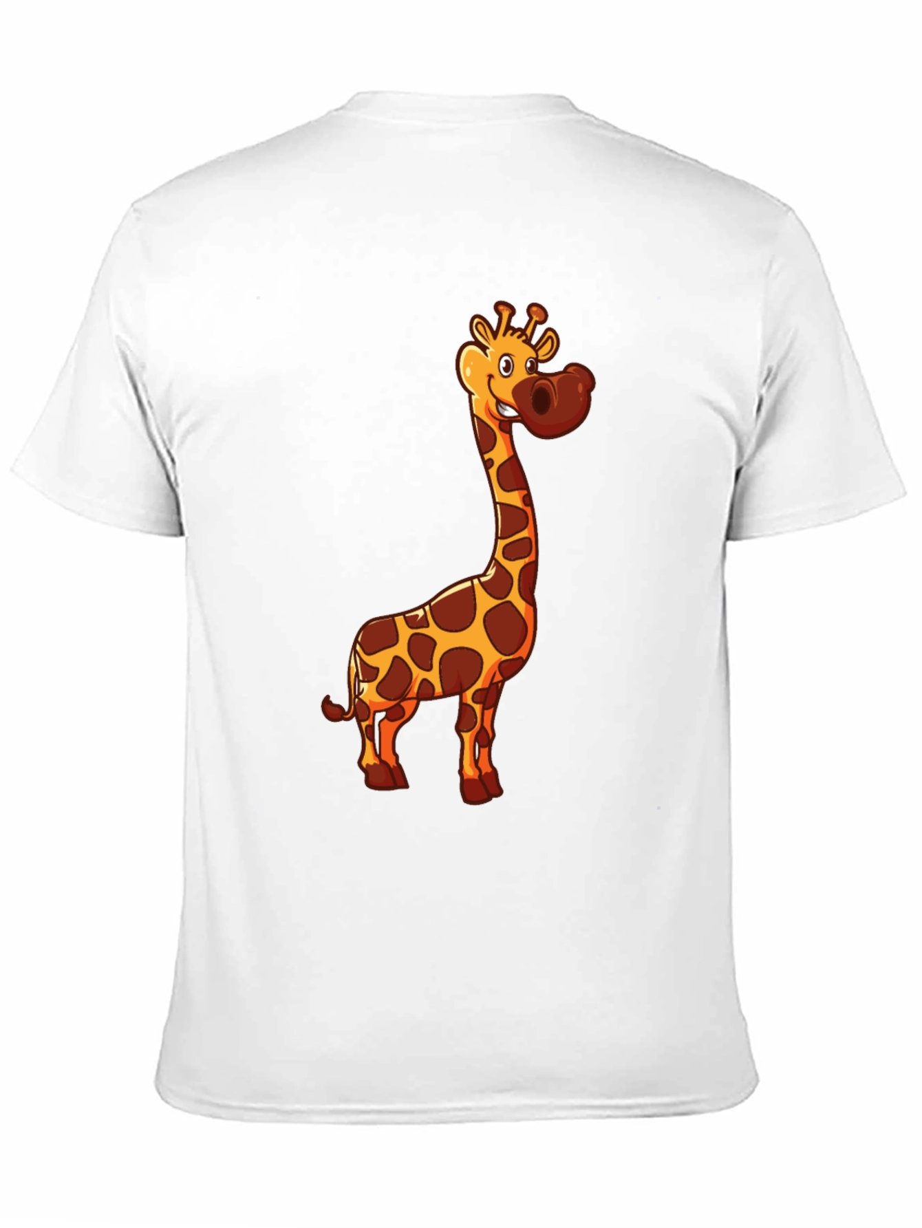 Giraffe Cartoon Print Black T-Shirt