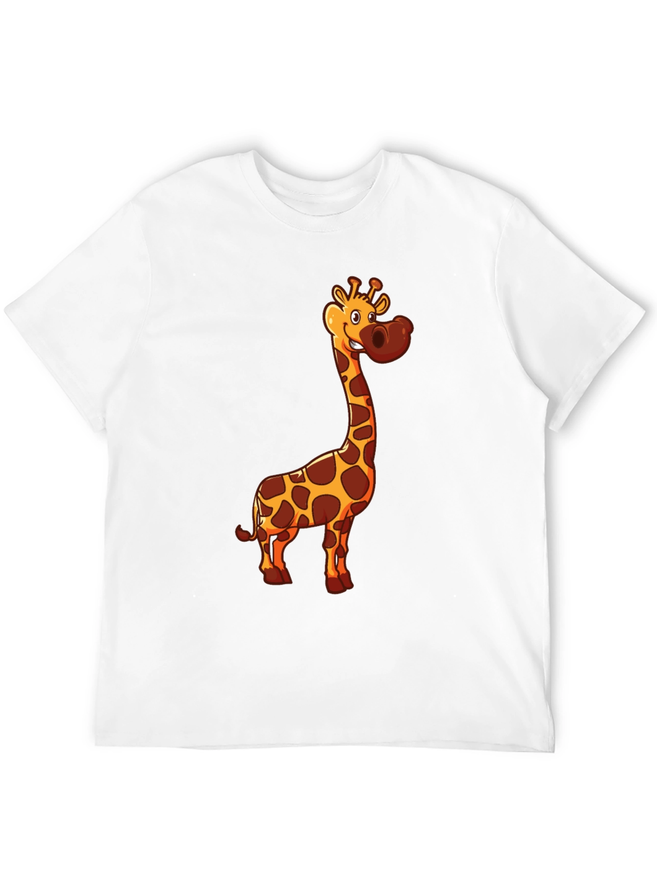 Giraffe Cartoon Print Black T-Shirt