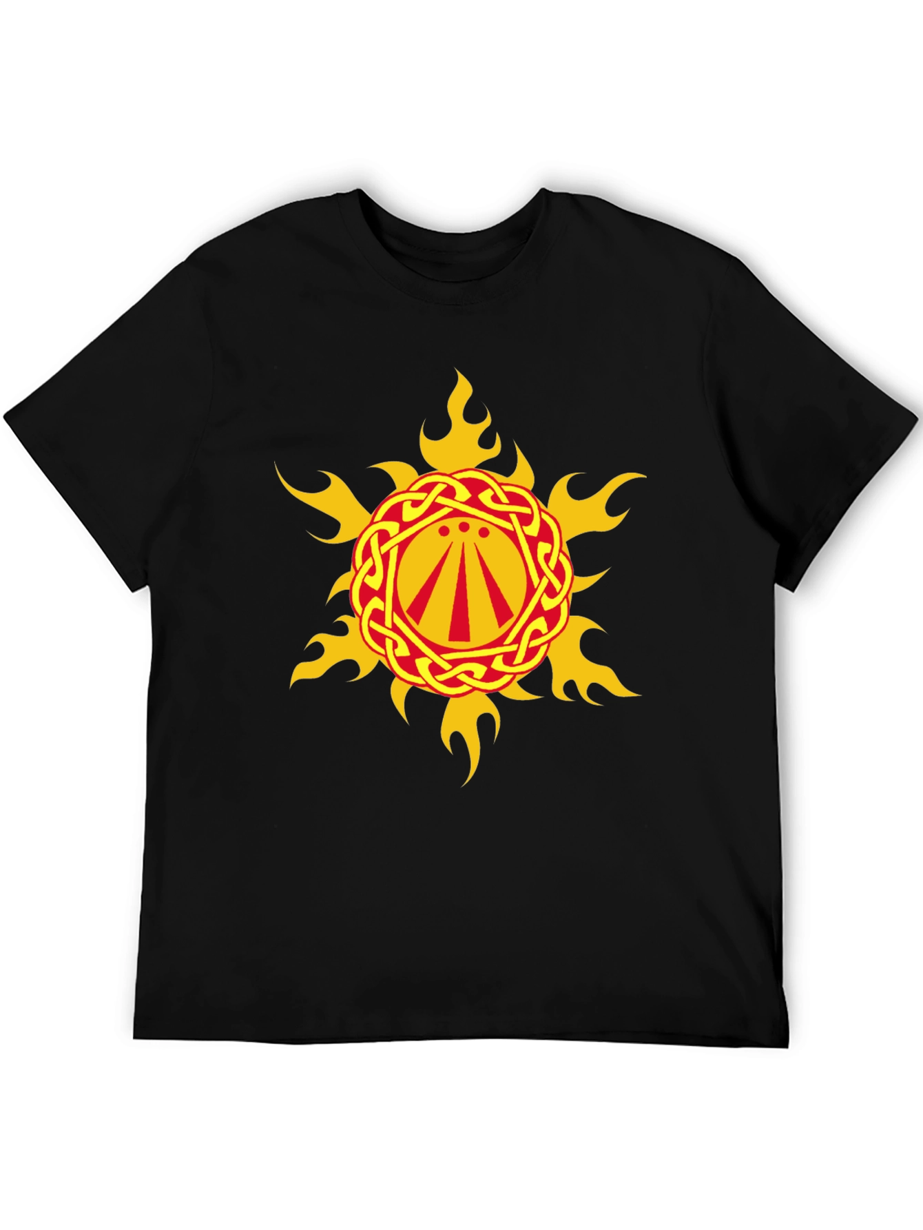 Celtic Sun Symbol Graphic Black T-Shirt