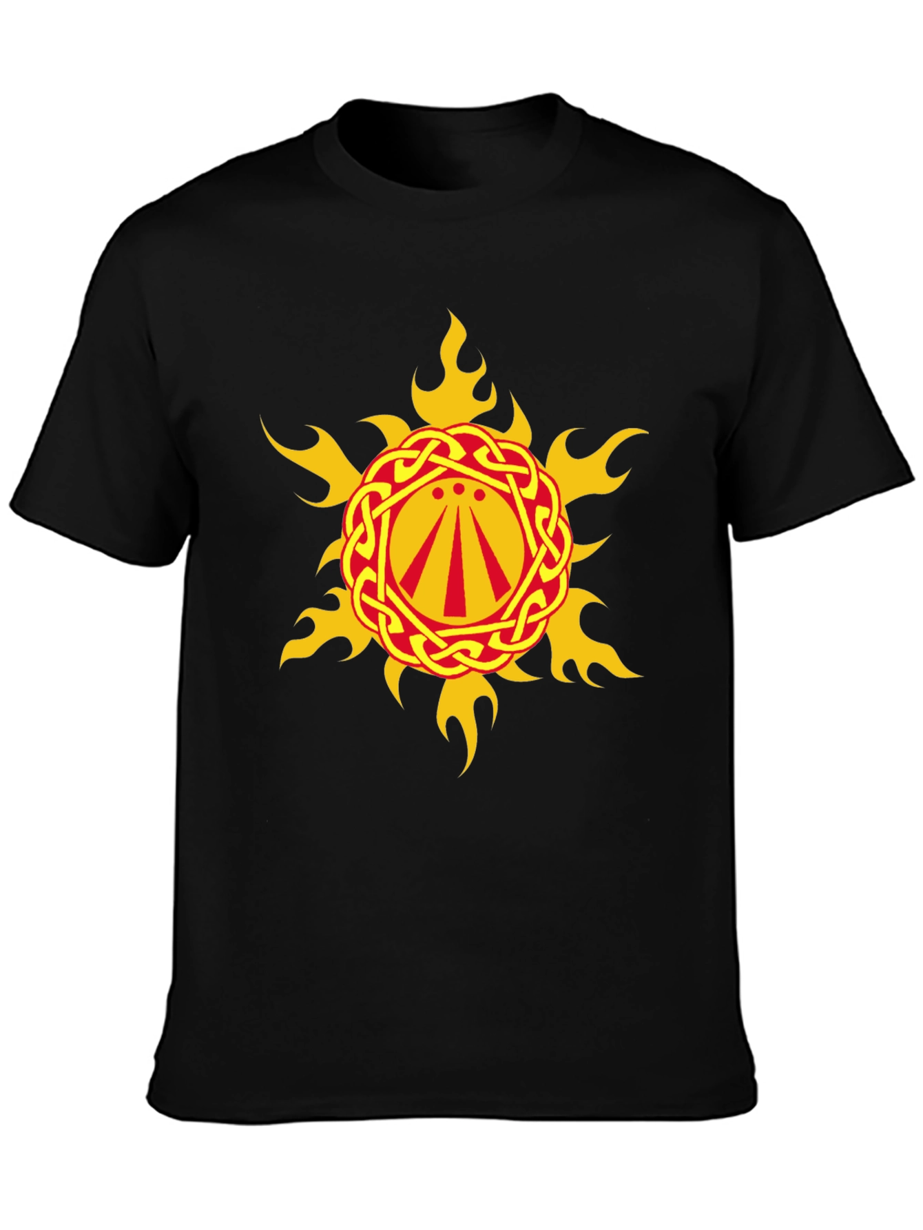 Celtic Sun Symbol Graphic Black T-Shirt