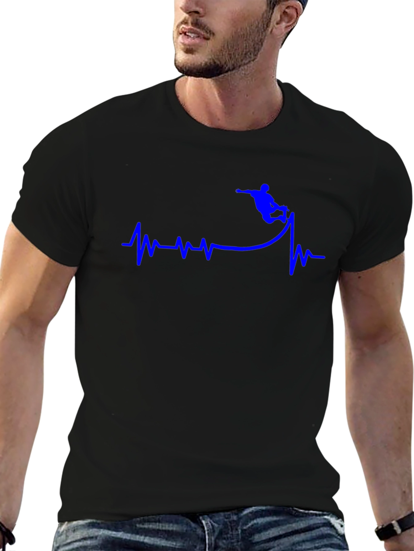 Snowboard Heartbeat T-Shirt - Black Graphic Tee