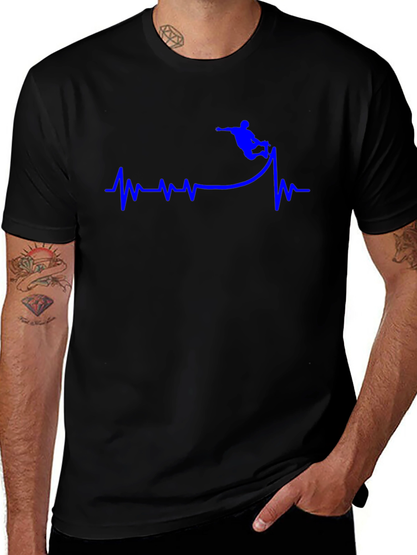 Snowboard Heartbeat T-Shirt - Black Graphic Tee