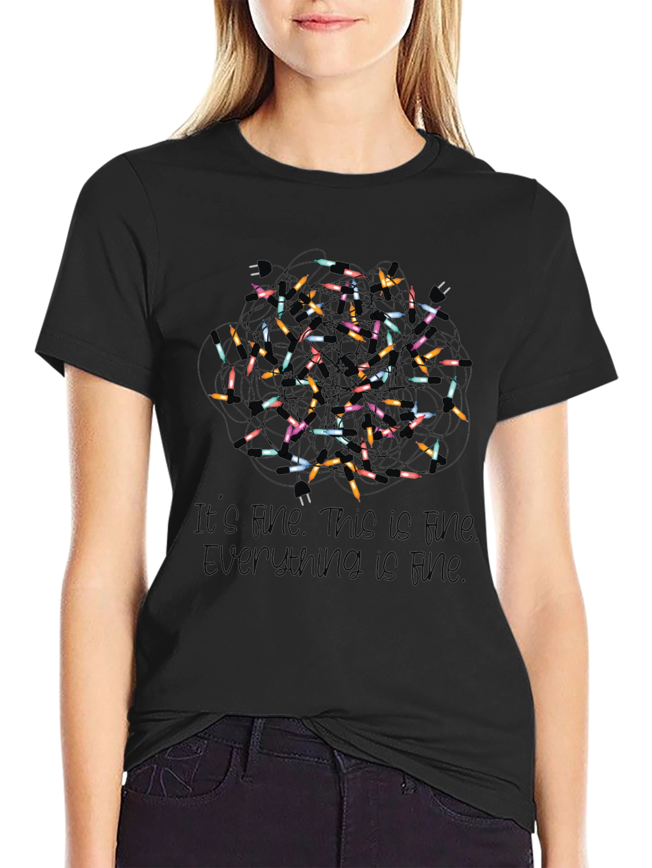 Its Fine Christmas Lights Graphic Tee