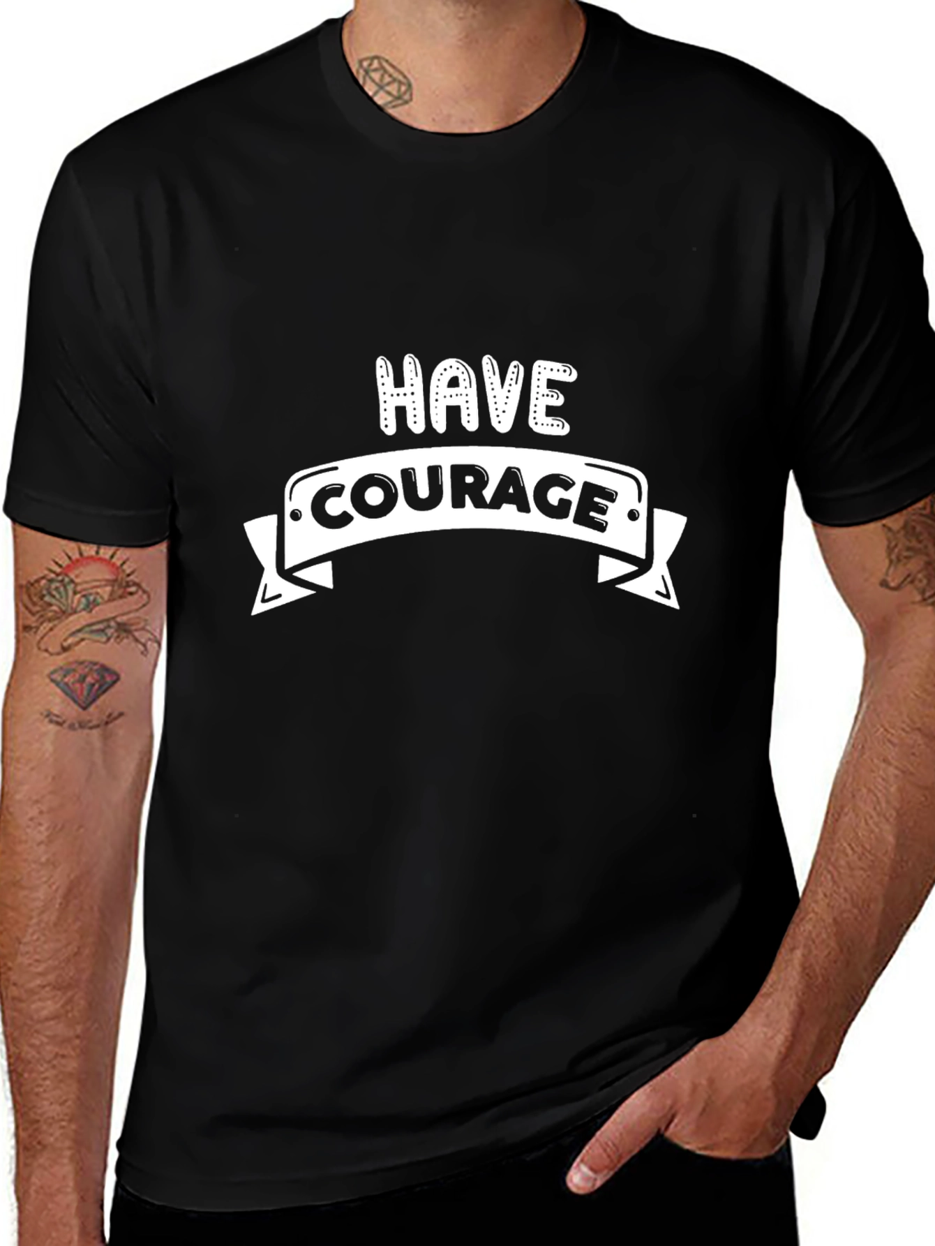Have Courage Black Graphic T-Shirt