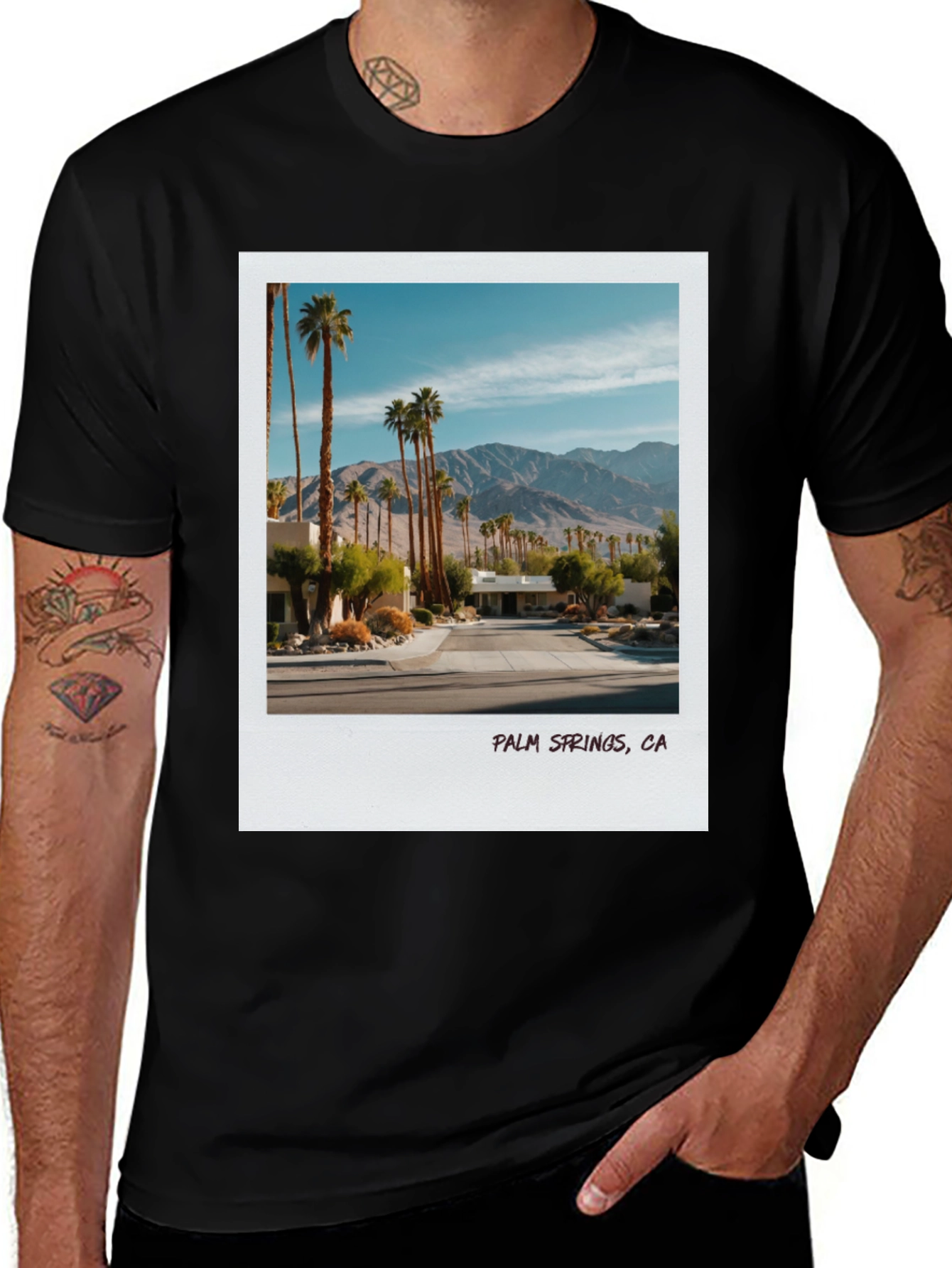 Palm Springs CA Graphic Tee - Black