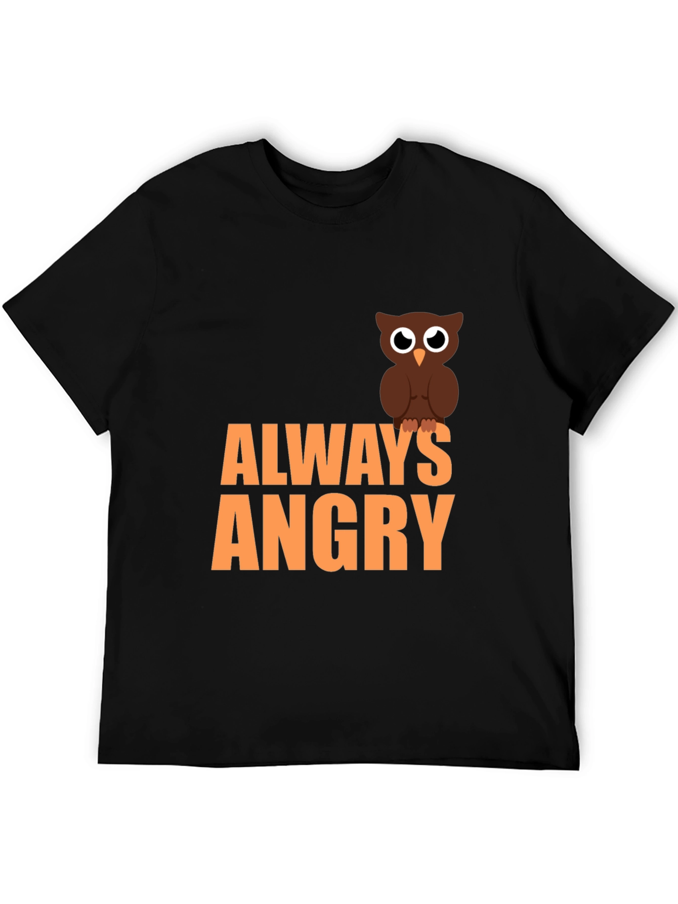 Always Angry Owl Graphic Tee - Mens Black T-Shirt