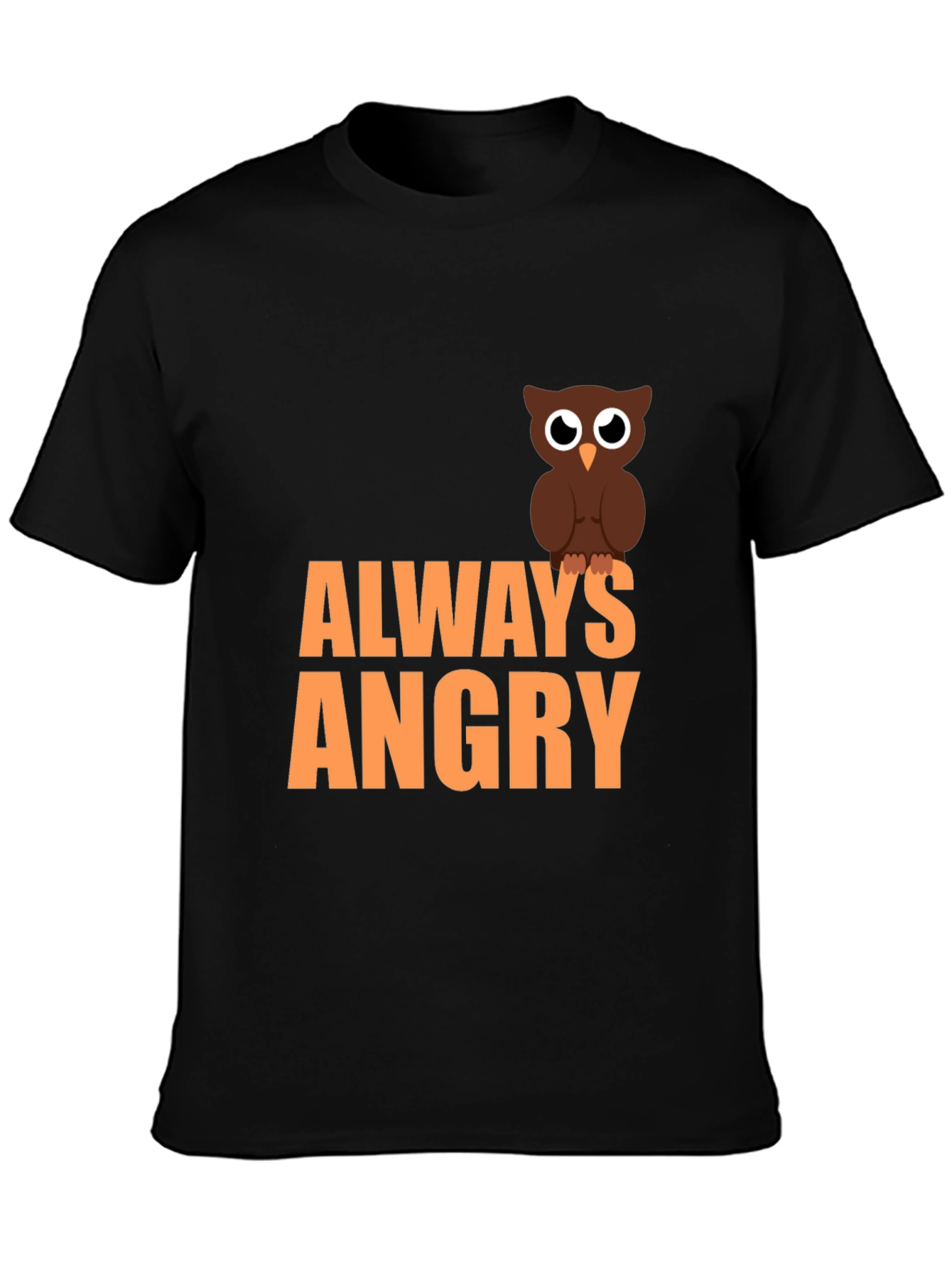 Always Angry Owl Graphic Tee - Mens Black T-Shirt