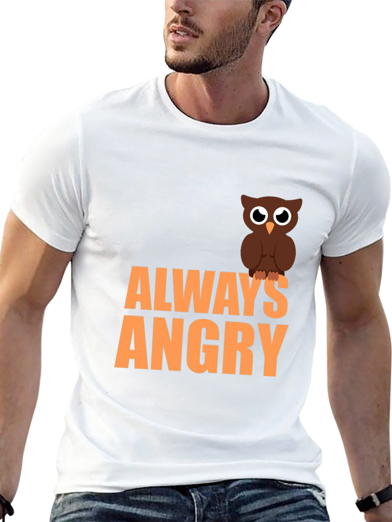 Always Angry Owl Graphic Tee - Mens Black T-Shirt