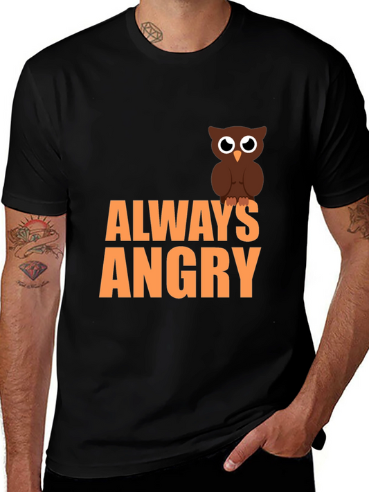 Always Angry Owl Graphic Tee - Mens Black T-Shirt