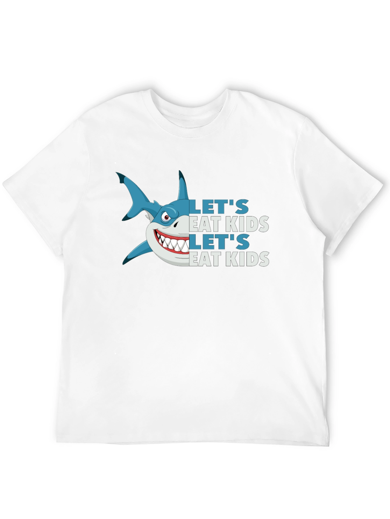 Funny Shark Lets Eat Kids Black Graphic Tee