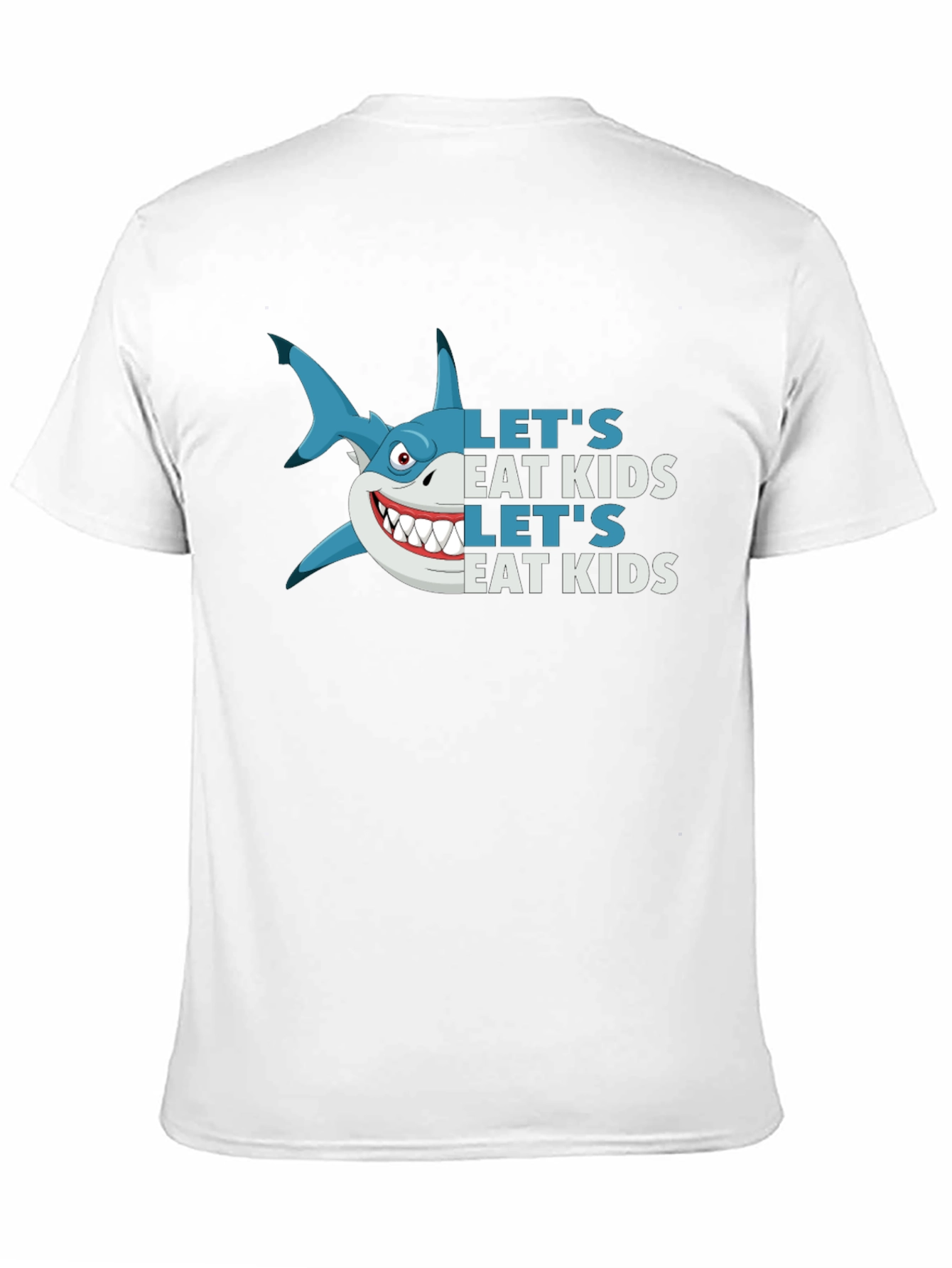 Funny Shark Lets Eat Kids Black Graphic Tee