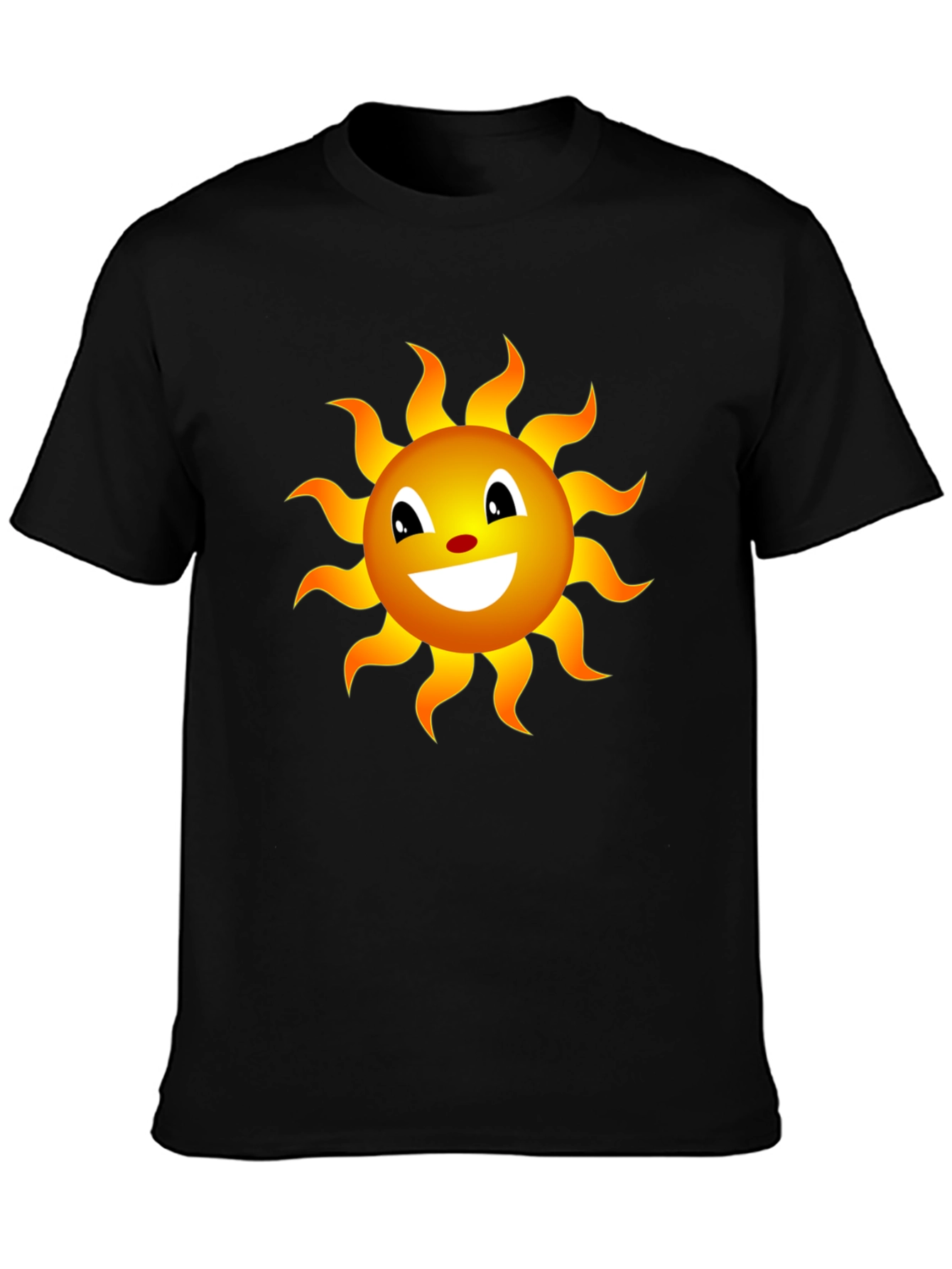 Smiling Sun Graphic Tee - Black Cotton Blend Shirt
