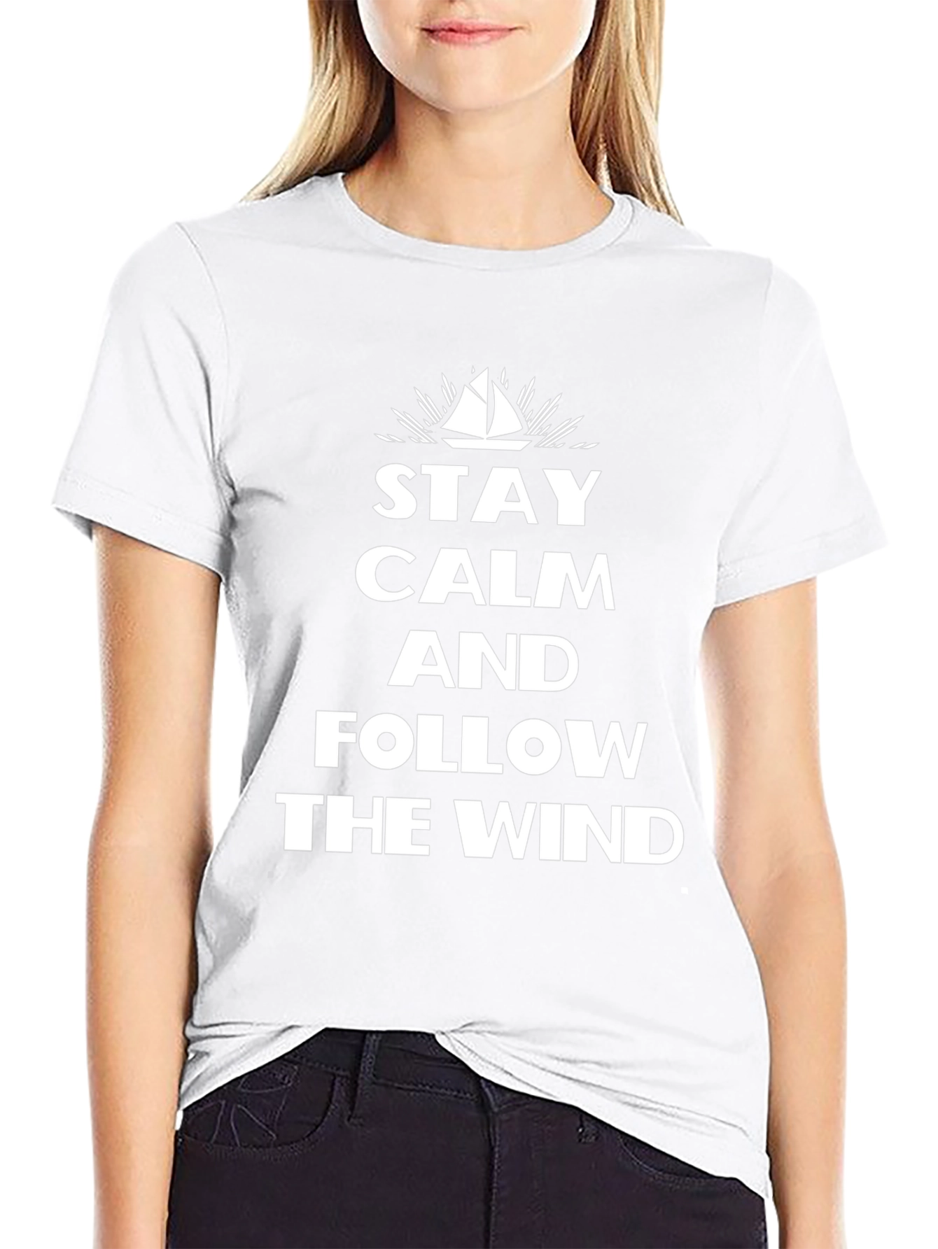 Stay Calm and Follow The Wind Black Graphic Tee
