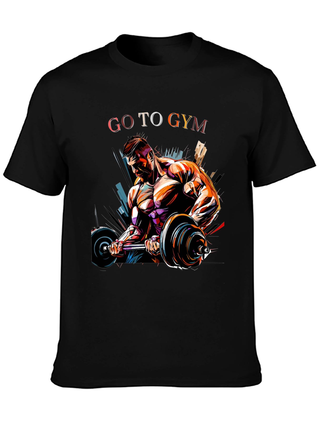 Go To Gym Black Graphic T-Shirt