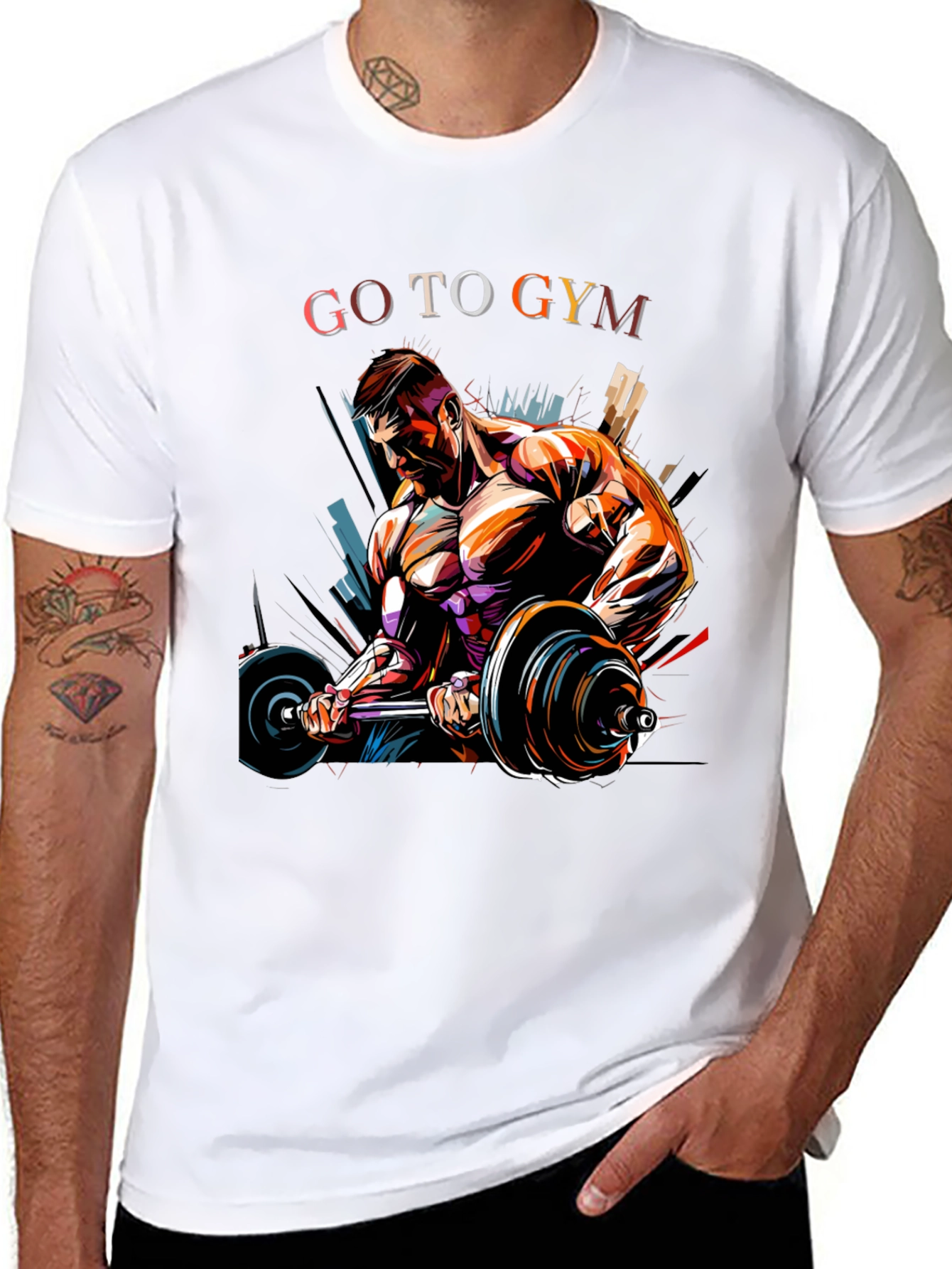 Go To Gym Black Graphic T-Shirt