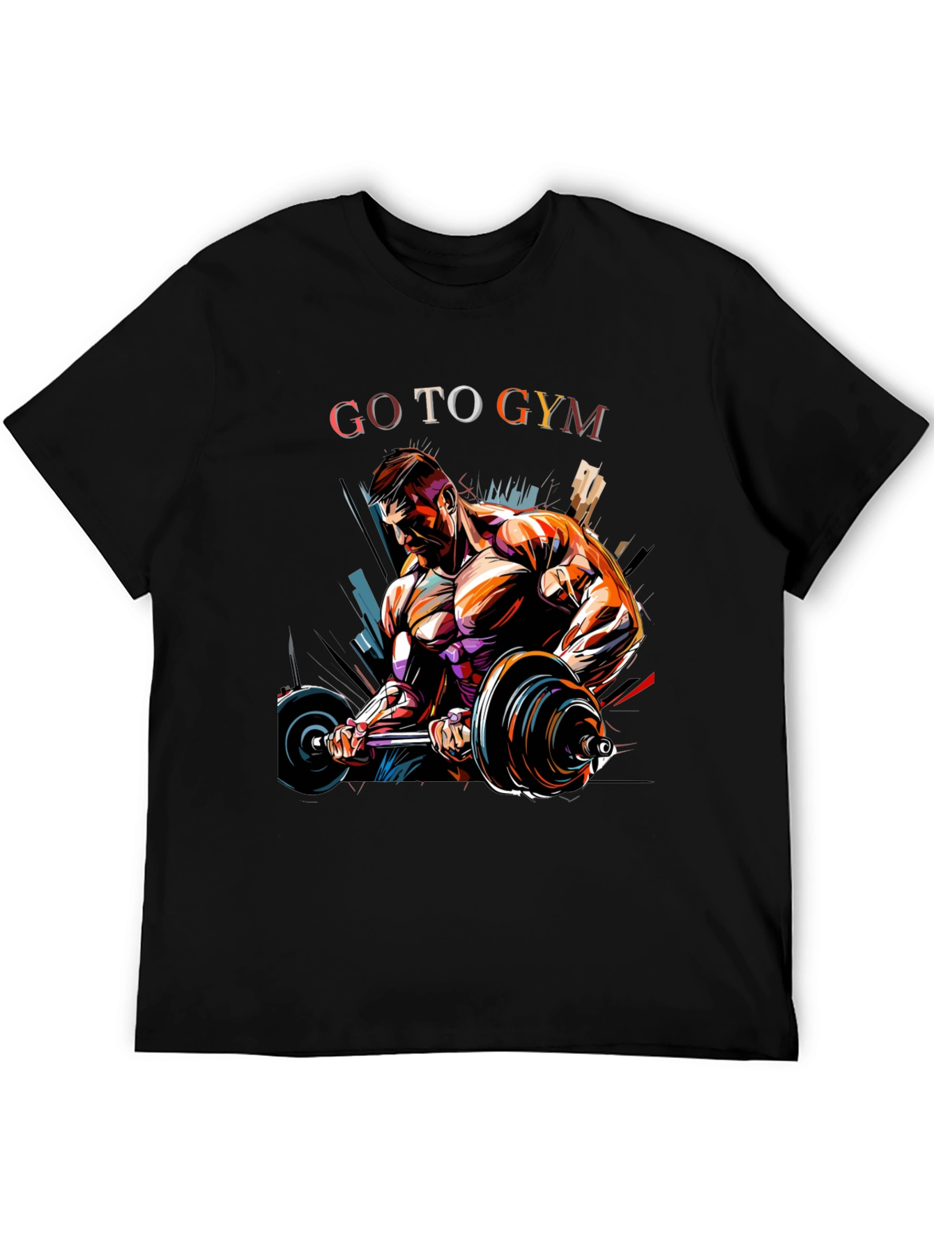 Go To Gym Black Graphic T-Shirt