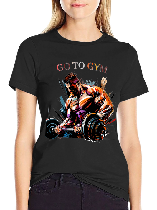 Go To Gym Black Graphic T-Shirt