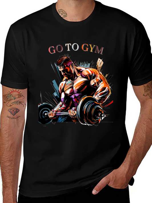 Go To Gym Black Graphic T-Shirt