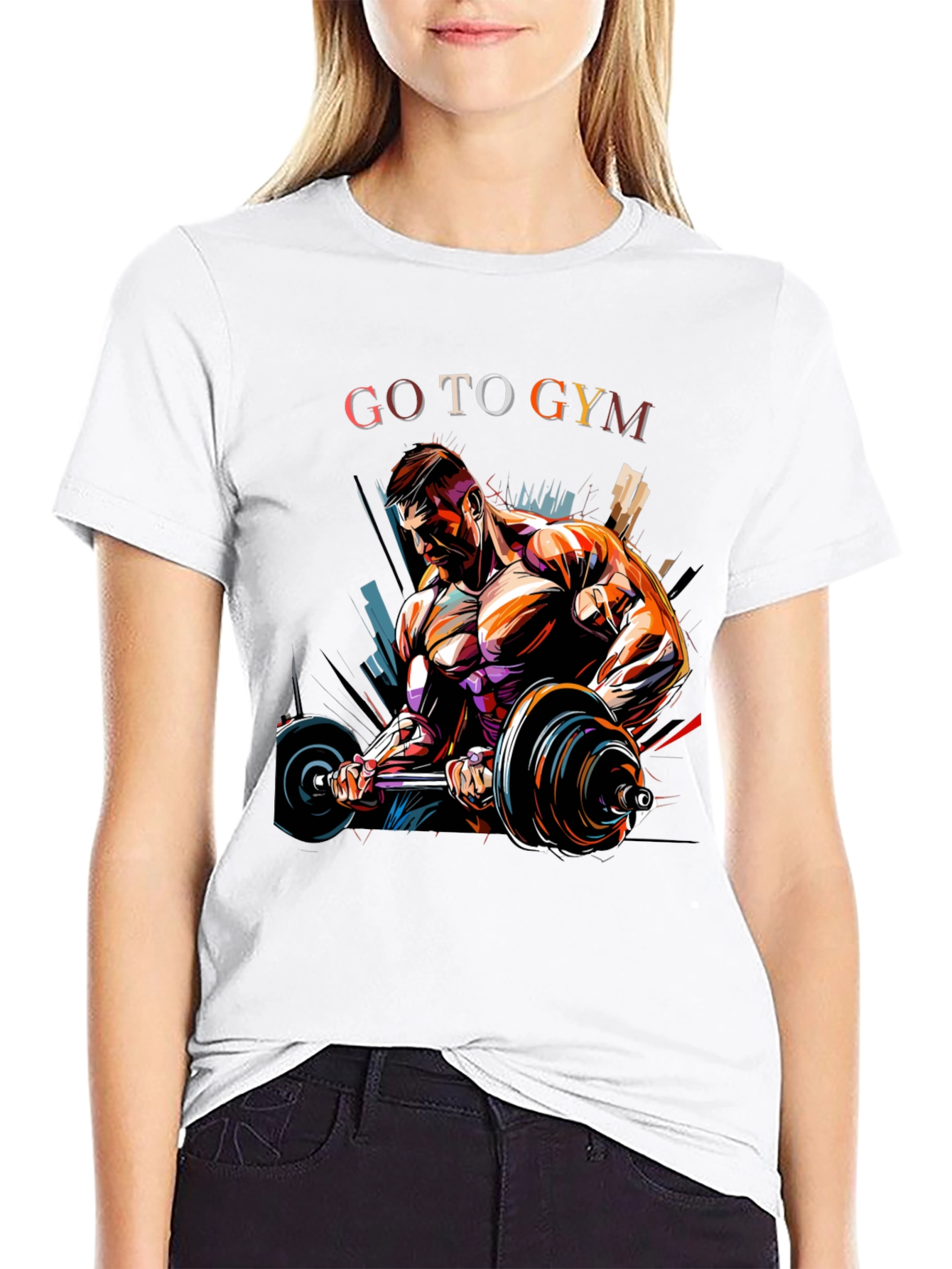 Go To Gym Black Graphic T-Shirt