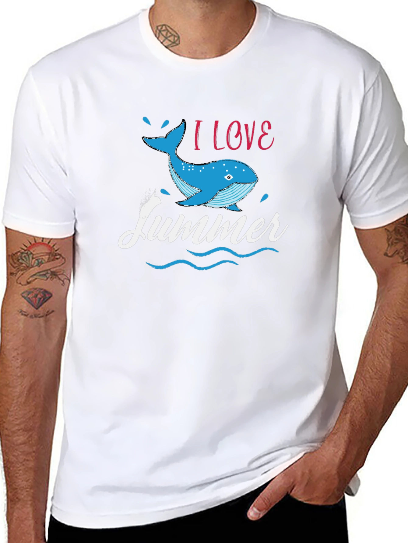I Love Summer Whale Graphic T-Shirt