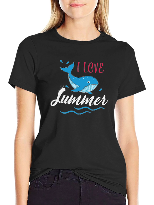 I Love Summer Whale Graphic T-Shirt