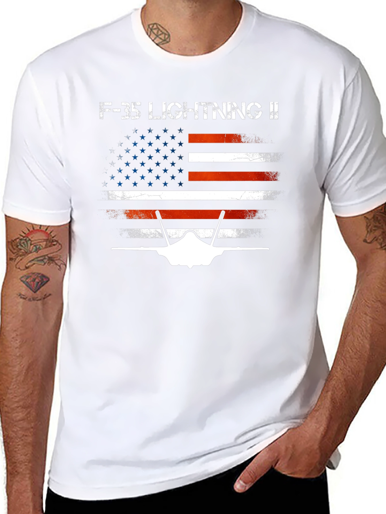 F-35 Lightning II American Flag T-Shirt