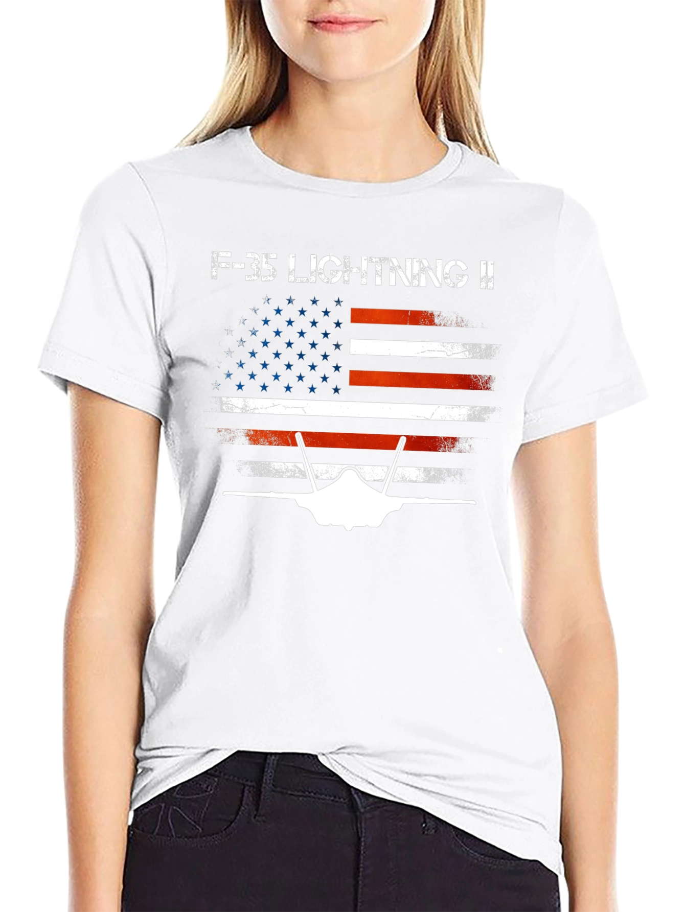 F-35 Lightning II American Flag T-Shirt