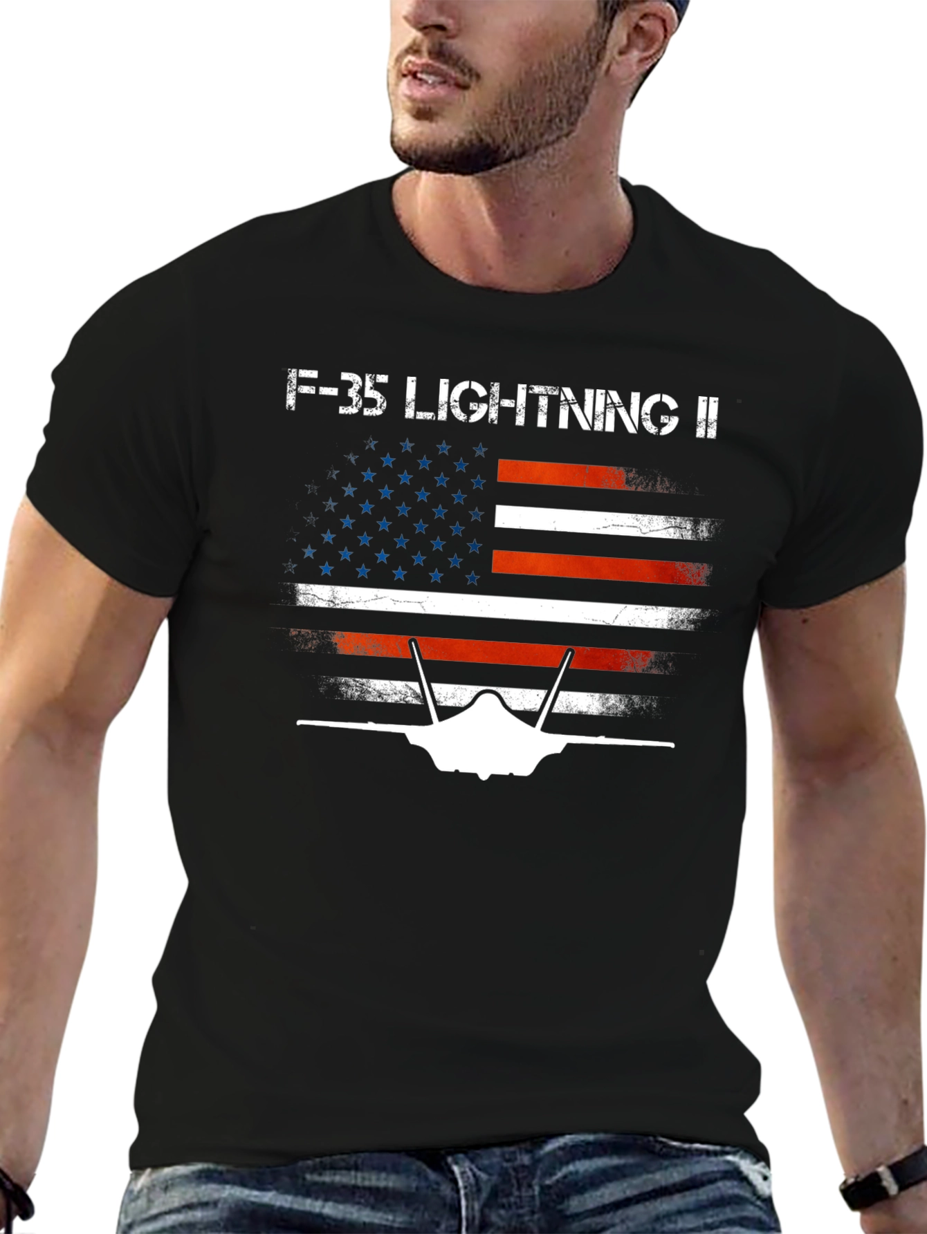 F-35 Lightning II American Flag T-Shirt