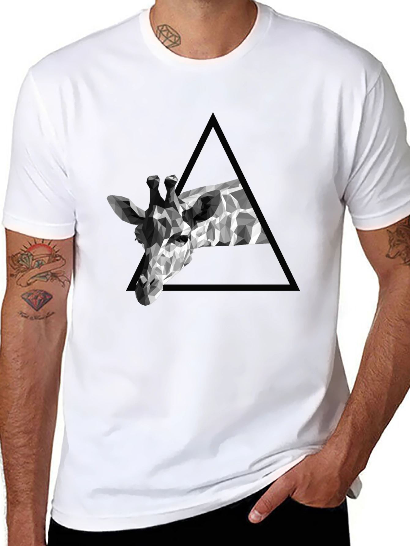 Geometric Giraffe Tee - Modern Black T-Shirt