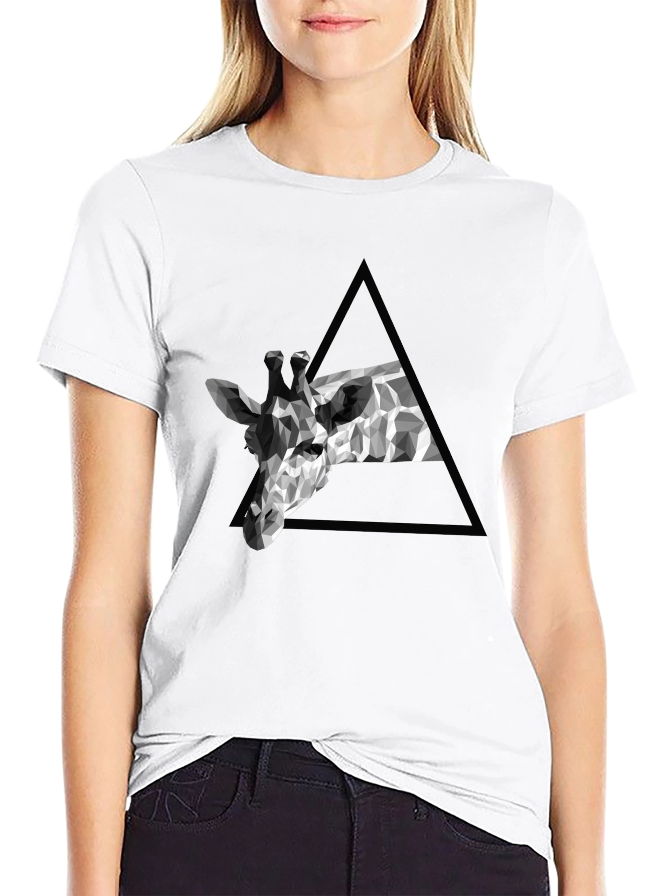 Geometric Giraffe Tee - Modern Black T-Shirt