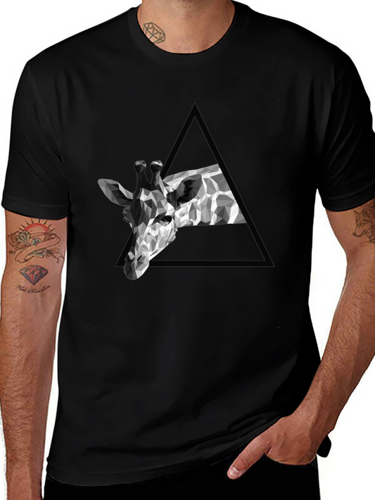 Geometric Giraffe Tee - Modern Black T-Shirt