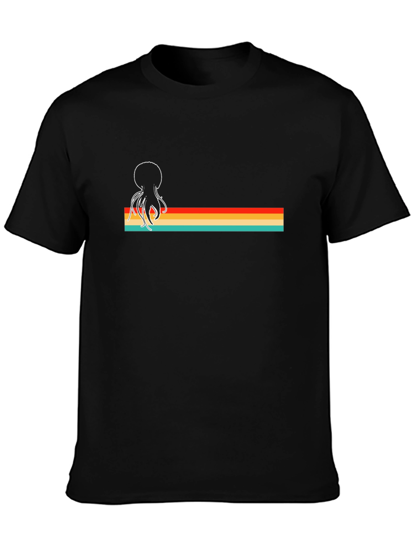 Retro Octopus Tee: Bold Graphic Black T-Shirt