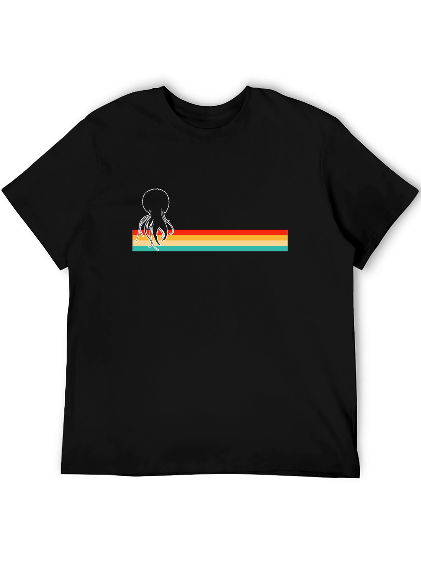 Retro Octopus Tee: Bold Graphic Black T-Shirt