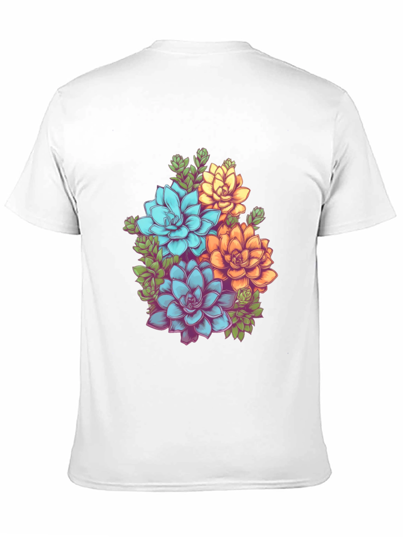 Floral Succulent Graphic Tee - Black Cotton T-Shirt