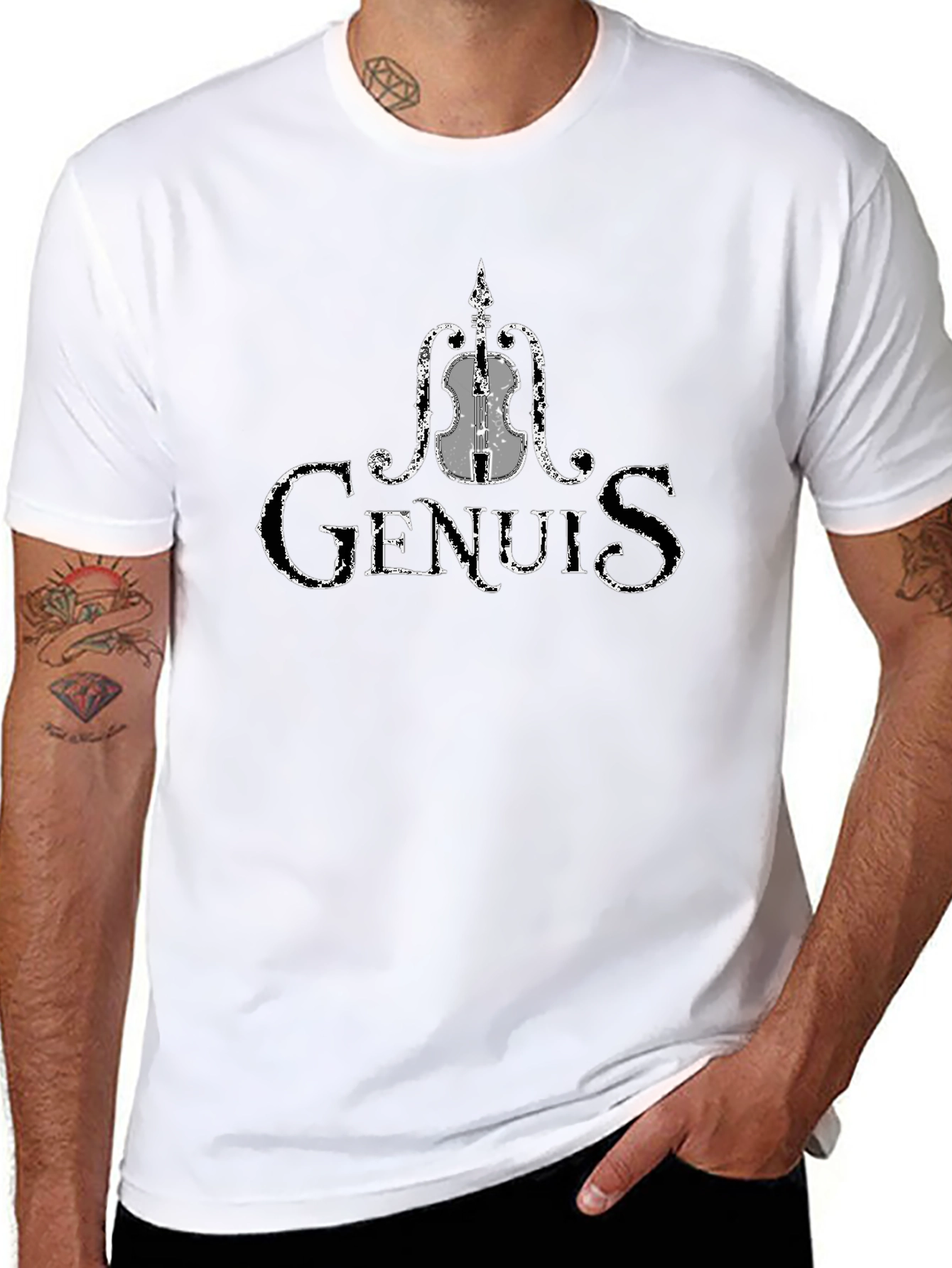 Violin Genius Graphic T-Shirt - Black